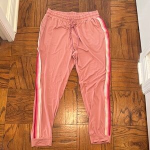 Pink and Red Pajama Pants with Elastic Waistband